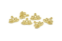 Lotus Flower Charm, Raw Brass Lotus Flower Charms, With 1 Loop, Earrings, Findings (14x16mm) N0869