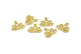 Lotus Flower Charm, Raw Brass Lotus Flower Charms, With 1 Loop, Earrings, Findings (14x16mm) N0869