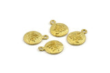 Lotus Flower Charm, Raw Brass Lotus Flower Charms, With 1 Loop, Earrings, Findings (10mm) N0880