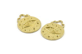 Round Eye Pendant, Raw Brass Round Eye Charm Pendants, Earrings, Findings (28x23mm) N0878