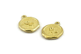Brass Flower Charm, Raw Brass Flower Charm Earrings With 1 Loop, Pendants, Findings (15x16mm) N0883