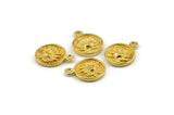 Brass Flower Charm, Raw Brass Flower Charm Earrings With 1 Loop, Pendants, Findings (13mm) N0881