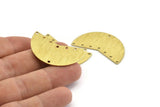 Brass Moon Charm, 6 Textured Raw Brass Moon Charms With 8 Holes, Blanks (38x18x0.80mm) M276