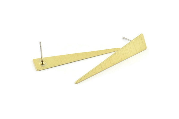 Brass Triangle Earring, 8 Textured Raw Brass Triangle Stud Earrings (40x8x0.80mm) M146 A1554