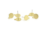Brass Round Earring, 8 Raw Brass Round Earring Studs (13x10x0.80mm) M037 A1542