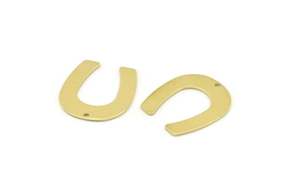U Shaped Charm, 12 Raw Brass U Shaped Charms With 1 Hole, Blanks (25x22x0.80mm) M442