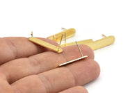 Stud Earring, 4 Gold Plated Copper D Shape Stud Earrings (23x6x0.80mm) M090 A1491 Q0979