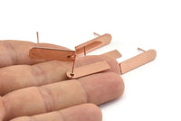 Stud Earring, 4 Rose Gold Plated Copper D Shape Stud Earrings (23x6x0.80mm) M090 A1491 Q0979
