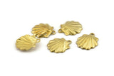 Brass Shell Charm, Raw Brass Sea Shell Charm With 1 Loop, Pendants, Earrings, Findings (15x17mm) N0898