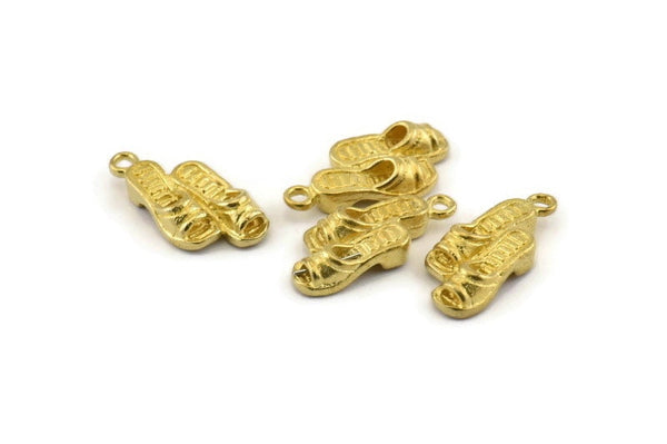 Brass Slipper Charm, Raw Brass Slipper Charm Earrings With 1 Loop, Pendants, Findings (18x9mm) N0892