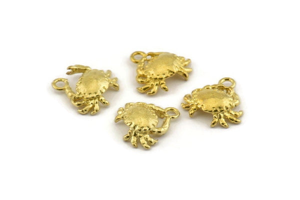 Brass Crab Charm, Raw Brass Crab Charm Earrings With 1 Loop, Pendants, Findings (13mm) N0899