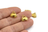 Brass Crab Charm, Raw Brass Crab Charm Earrings With 1 Loop, Pendants, Findings (13mm) N0899