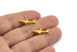 Brass Shark Charm, Raw Brass Fish Charm Earrings With 1 Loop, Pendants, Findings (19x10mm) N0894