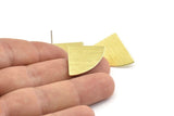 Brass Triangle Earring, 6 Textured Raw Brass Fan Stud Earrings (30x19x0.80mm) M322 A1567