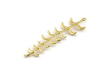 Brass Leaf Charm, 2 Raw Brass Leaf Charms With 1 Loop (62mm) N1367