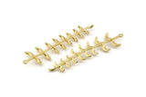 Brass Leaf Charm, 2 Raw Brass Leaf Charms With 1 Loop (62mm) N1367