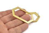 Brass Hexagon Earring, 2 Raw Brass Hexagon Stud Earrings (54x32x1mm) D0508 N0902