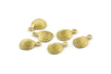 Brass Shell Charm, 6 Raw Brass Sea Shell Charm With 1 Loop, Pendants, Earrings, Findings (16x12mm) N0904