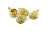 Brass Shell Charm, Raw Brass Sea Shell Charm With 1 Loop, Pendants, Earrings, Findings (19x27mm) N0906