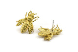 Brass Bee Earring, 2 Raw Brass Bee Stud Earrings (22x20mm) N0916