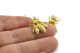 Brass Bee Earring, 2 Raw Brass Bee Stud Earrings (22x20mm) N0916