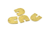 Brass Geometric Charm, Hammered Raw Brass U Shaped Pendants With 3 Holes, Charms, Findings (18x17x1mm) N0924