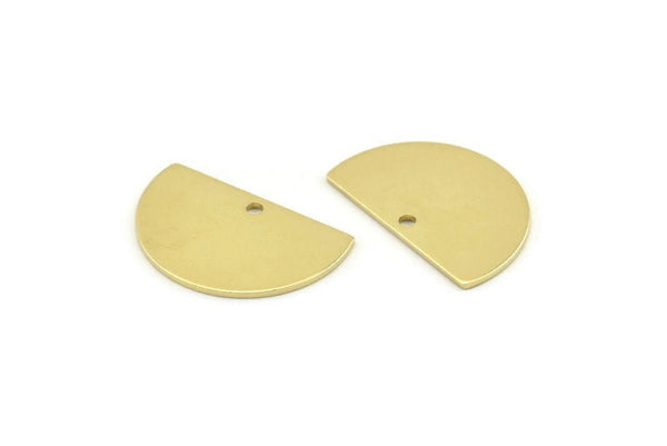 Semi Circle Charm, 12 Raw Brass Half Moon Charms With 1 Hole, Blanks, Stamping Blanks (22x14x0.80mm) M402