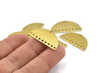 Half Moon Charm, 10 Raw Brass Semi Circle Blanks With 10 Holes (30x15x0.80mm) A1573