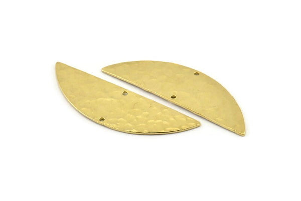 Pirinç Yarım Daire, 2 Delikli Çekiçle İşlenmiş Ham Pirinç Yarım Ay Boşlukları, Tılsımlar, Bulgular (51x16x1mm) N0922
