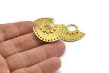 Semi Circle Charm, Raw Brass Semi Circle Charms With 17 Holes, Pendants, Earrings, Findings (31x25mm) N0935