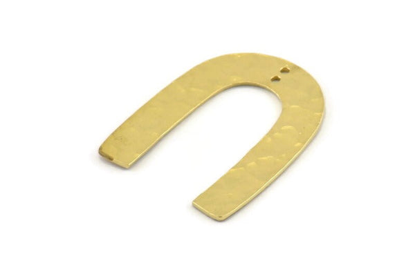 Brass Geometric Charm, Hammered Raw Brass U Shaped Pendants With 2 Holes, Charms, Findings (35x27x1mm) N0930
