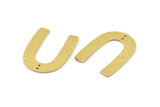 Brass Geometric Charm, Hammered Raw Brass U Shaped Pendants With 2 Holes, Charms, Findings (35x27x1mm) N0930