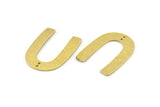 Brass Geometric Charm, Hammered Raw Brass U Shaped Pendants With 2 Holes, Charms, Findings (35x27x1mm) N0930