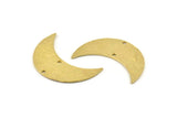 Brass Moon Charm, Hammered Raw Brass Moons with 2 Holes, Necklace Horn Charm (40x15x1mm) N0934