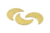 Brass Moon Charm, Hammered Raw Brass Moons with 2 Holes, Necklace Horn Charm (36x15x1mm) N0932