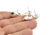 Silver Earring Post, 2 925 Silver Drop Earring Posts With 1 Loop (21x11x16mm) E291