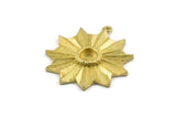 Brass Badge Charm, Raw Brass Rosette Charm Pendants With 1 Loop, Earrings (37x33mm) N0732