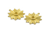 Brass Badge Charm, Raw Brass Rosette Charm Pendants With 1 Loop, Earrings (37x33mm) N0732