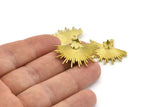 Brass Sun Charm, Raw Brass Sunshine Charm Earrings With 1 Loop, Pendants - Pad Size 6mm (24x30mm) N0733