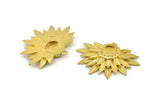 Brass Sunflower Charm, Raw Brass Flower Charm Earrings With 1 Loop, Pendants, Earrings (28x39mm) N0735