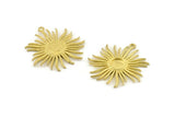 Brass Sun Charm, Raw Brass Sunshine Charm Pendants With 1 Loop, Earrings (35x33mm) N0740