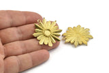 Brass Rosette Charm, Raw Brass Badge Charm Pendants With 1 Loop, Earrings - Pad Size 6mm (33x35mm) N0744