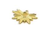 Brass Badge Charm, Raw Brass Rosette Charm Pendants With 1 Loop, Earrings - Pad Size 6mm (33x24mm) N0751