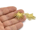 Brass Sun Charm, Raw Brass Sunshine Charm Pendants With 1 Loop, Earrings - Pad Size 8mm (33x25mm) N0753