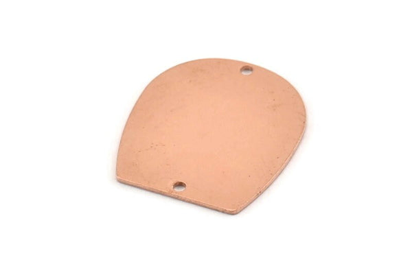 D Shaped Charm, 6 Raw Copper D Shaped Charms With 2 Holes, D Shape Blanks (25x22x0.80mm) M471