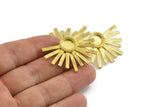 Brass Sunshine Earring, 2 Raw Brass Sunshine Badge Stud Earrings - Pad Size 8mm (40x26mm) N0770