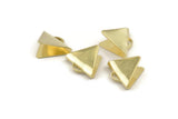 Ribbon End Claps, 50 Raw Brass Triangle Ribbon Crimp Ends With 1 Loop, Jewelry Findings (15x13mm) A1594