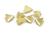 Ribbon End Claps, 50 Raw Brass Triangle Ribbon Crimp Ends With 1 Loop, Jewelry Findings (15x13mm) A1594