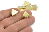 Ribbon End Claps, 50 Raw Brass Triangle Ribbon Crimp Ends With 1 Loop, Jewelry Findings (15x13mm) A1594