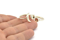 Silver Ring Settings, 2 925 Sterling Silver Plated Brass Moon And Planet Ring With 1 Stone Setting - Pad Size 6mm BS 1964